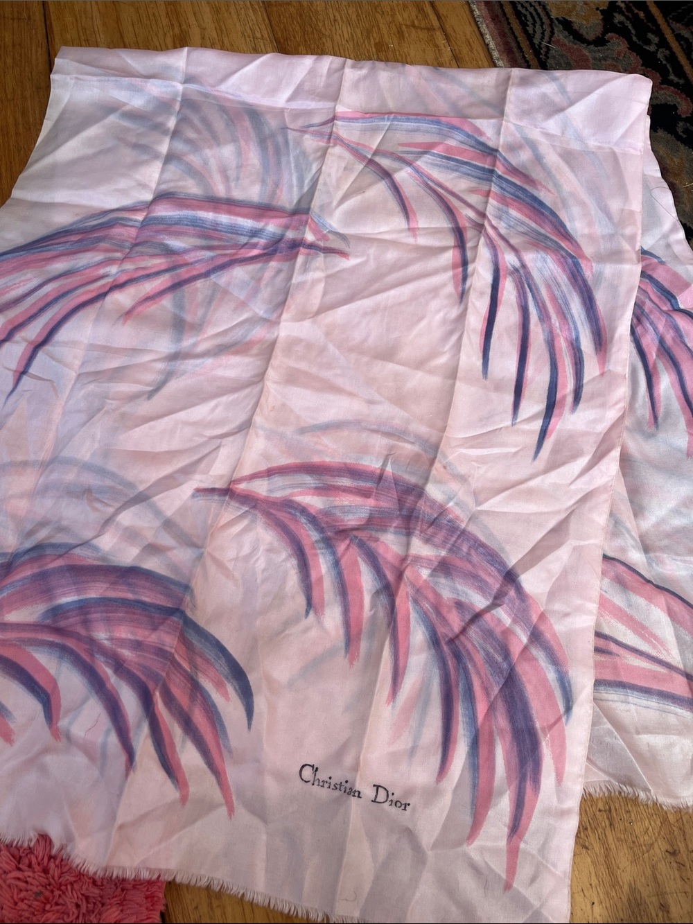 Dior Palm-Print Lightweight silk scarf in Pink, Blue & Purple